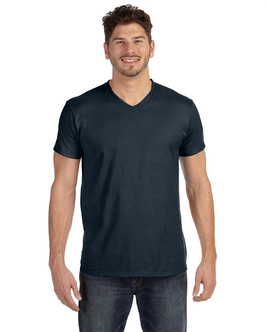 Hanes mens 4.5 oz. 100% Ringspun Cotton nano-T V-Neck T-Shirt(498V)-Vintage Black/Vintage Gray-XL-3PK