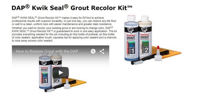 Dap Kwik Seal WHITE Grout: Brand new grout in 3 Quick & Easy Steps! Clean, Seal & Recolor! 3-in-1 kit Includes: (1) Tube Pre-Treat, 1 Tube Color & Seal, (1) Squeeze Top, (1) Brush, (1) Chamois