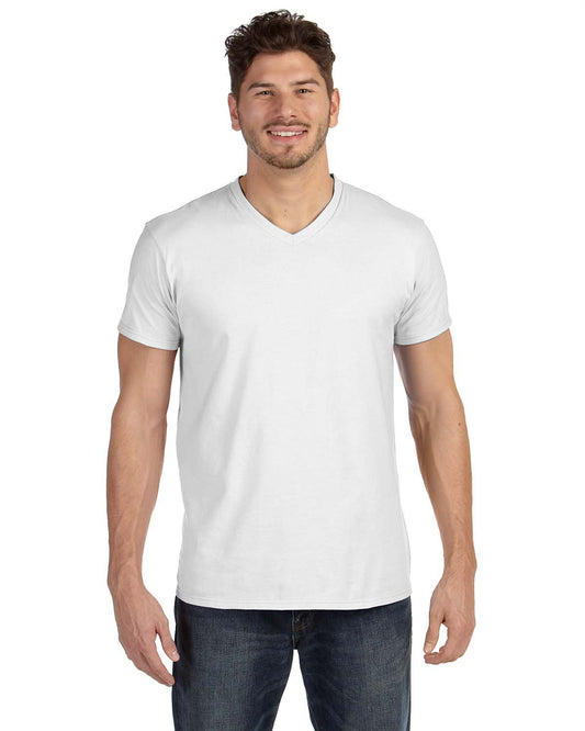 Hanes mens 4.5 oz. 100% Ringspun Cotton nano-T V-Neck T-Shirt(498V)-White-2XL-6PK