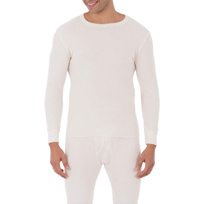 Fruit of the Loom Men's Classic Midweight Waffle Thermal Underwear Crew Top (1 & 2 Packs), Black Soot, XX-Large