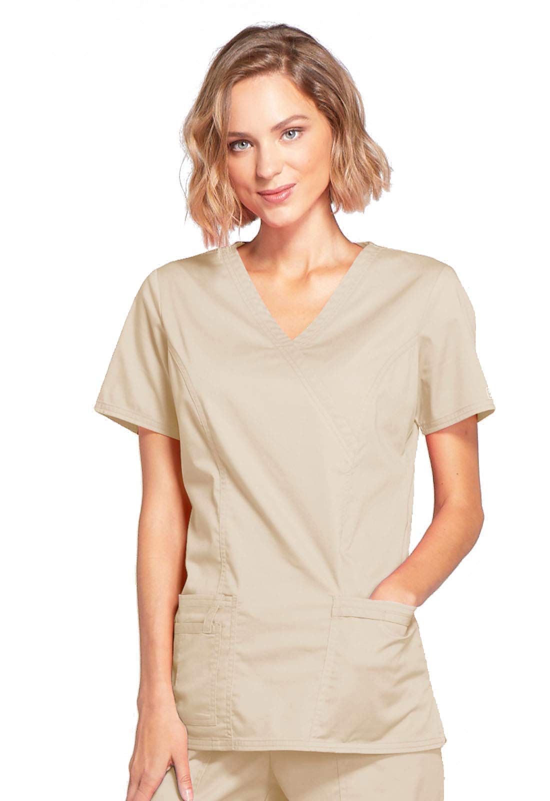Cherokee Women's Workwear Scrubs Core Stretch Mock-Wrap Top (XX-Small), Wine (Copy)