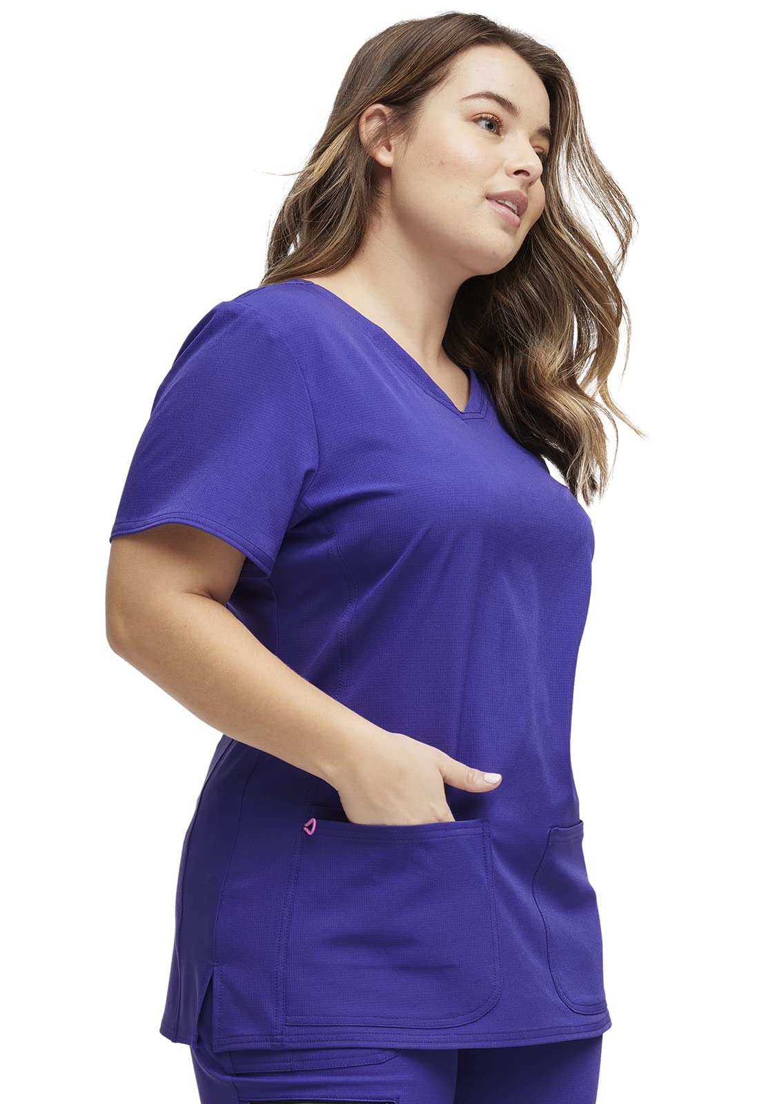 HeartSoul Womens Scrubs, Shaped V,Neck Top, Stretch Performance Fabric Plus Size 20710, 3XL, Purple Magic