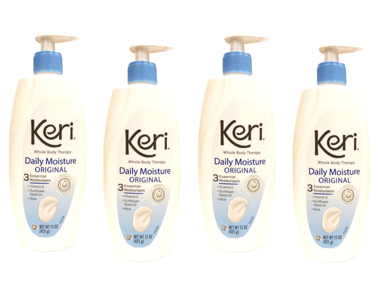 Keri Whole Body Therapy Daily Moisture, Original, 15 Ounce, (Pack of 4)