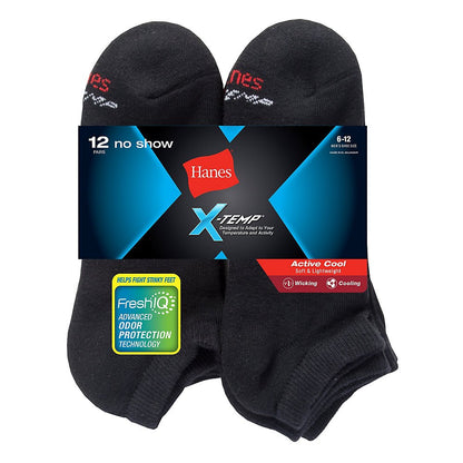 Hanes Men's FreshIQ X-Temp Active Cool No-Show Socks 12-Pack