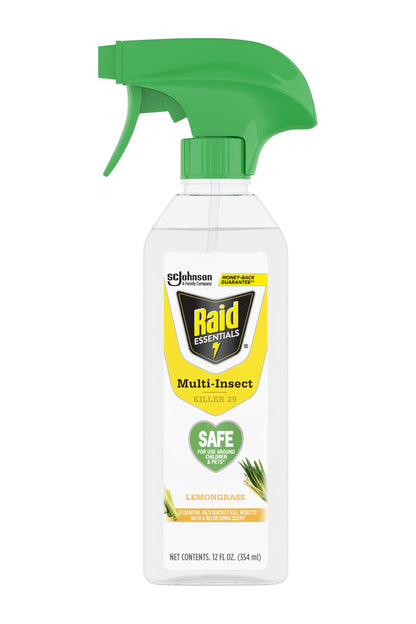Raid Essentials Multi-Insect Killer Spray Bottle, Child & Pet Safe, for Indoor Use, 12 oz