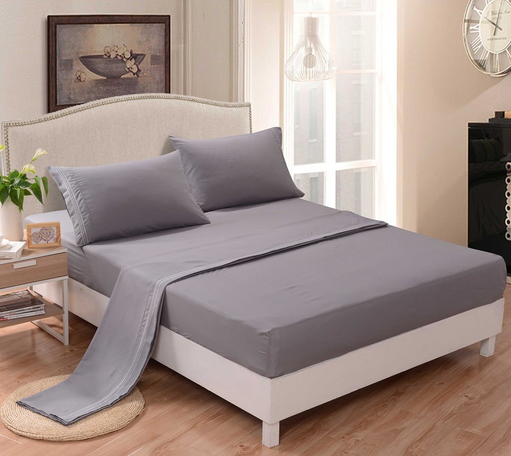 1800 Series Hotel-Quality Luxury 4 Piece ULTRA SOFT WRINKLE-FREE Microfiber Bed Sheets Set (Chelsea Loft 21/Jill Morgan/1800 Series Home) King-Taupe