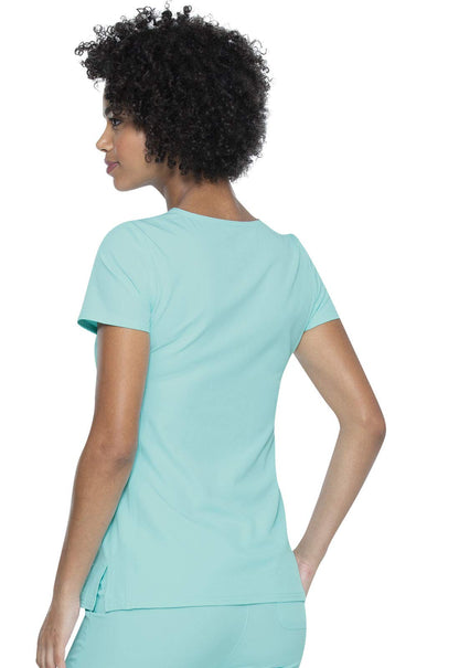 Heartsoul Break On Through Women Scrubs Top Shaped V-Neck Plus Size 20710, 3XL, Tranquil Sea - 3X-Large,Tranquil Sea