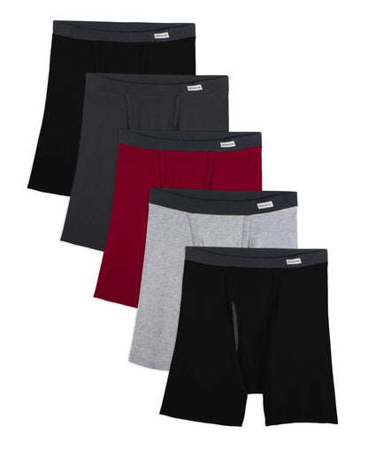 Fruit of the Loom Men's 5-Pack No Ride Up Waistband Boxer Brief, Assorted, X-Large