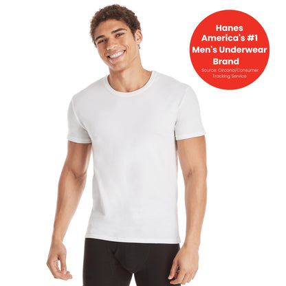 Hanes Ultimate Ultimate Comfort Fit Undershirt, Men’s Crewneck Stretch-Cotton T-Shirt, 4-Pack, White-4 Pack, XX-Large