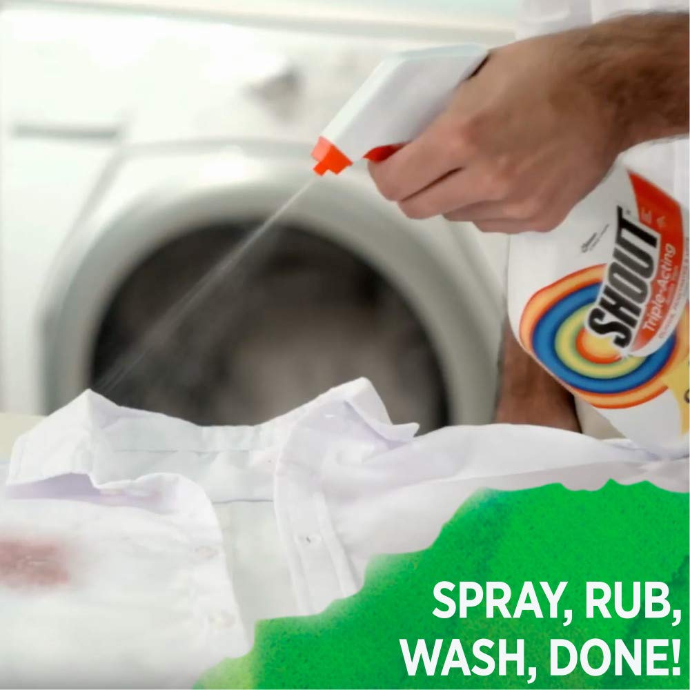 Shout Active Enzyme Laundry Stain Remover Spray for Clothes, Triple-Acting Formula Clings, Penetrates, and Lifts Tough & Everyday Stains - Prewash Refill 60oz (1.7L)
