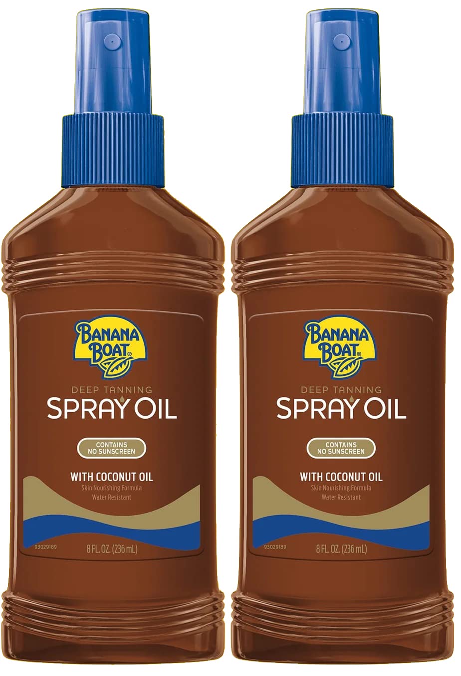 Banana Boat Deep Tanning Spray Oil 8 Ounce SPF#0 Coconut Oil (Pack of 2)