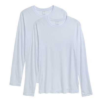 Hanes Men's Long Sleeve Cool Dri T-Shirt UPF 50+, X-Small, 2 Pack ,Navy