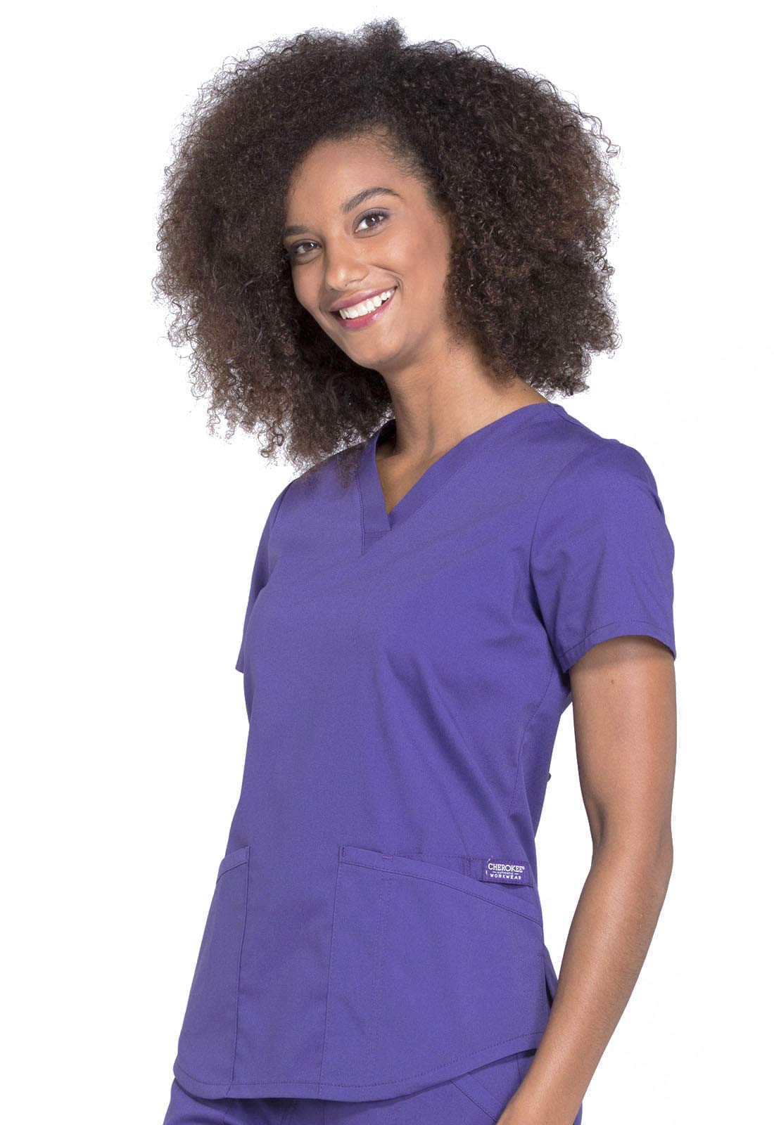 CHEROKEE Workwear Professionals Women Scrubs Top V-Neck Plus Size WW665, 3XL, Grape