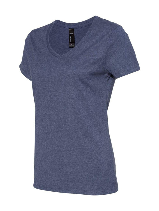 Hanes Nano-T Women’s V-Neck T-Shirt 2XL Heather Navy