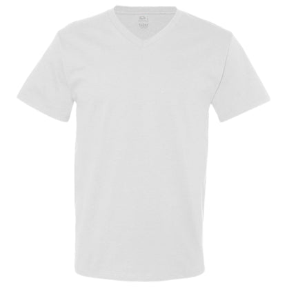 Fruit of the Loom Men's 7-Pack Stay Tucked V-Neck T-Shirt,White, Large
