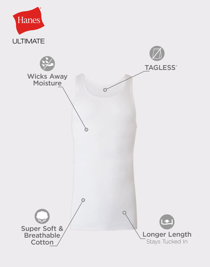 Hanes Ultimate® Tall Man Cool Comfort® White Tank Top 5-Pack (as1, Alpha, x_l, Regular, Tall)