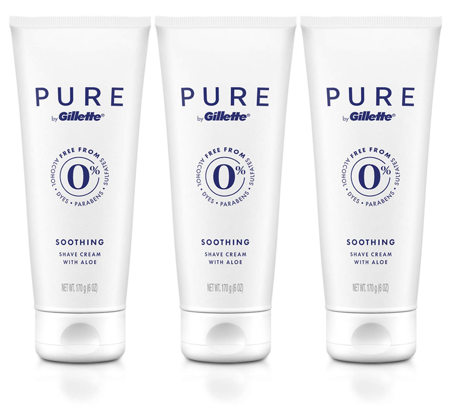 Gillette PURE Soothing Shaving Cream with Aloe, Pack of 3, 6oz each