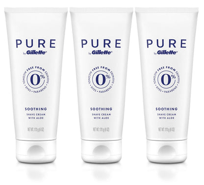 Gillette PURE Soothing Shaving Cream with Aloe, Pack of 3, 6oz each