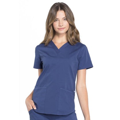 CHEROKEE Workwear Professionals Women Scrubs Top V-Neck Plus Size WW665, 3XL, Eggplant (Copy)