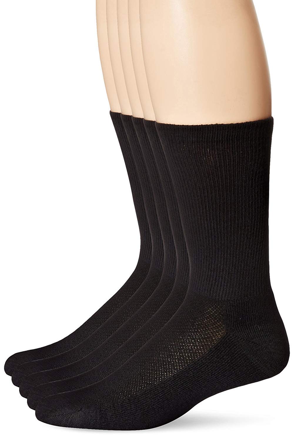 Hanes Men's Cushion Crew Socks 6-Pack (10-13 / Shoe: 6-12, Black)