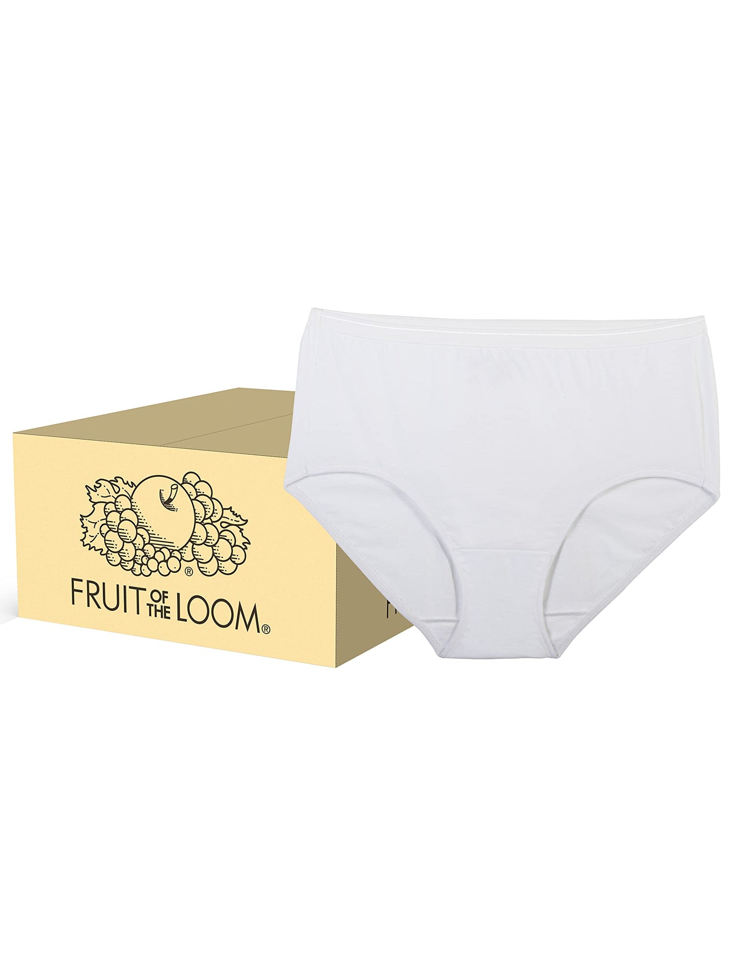 Fruit of the Loom Women's Eversoft Cotton Brief Underwear, Tag Free & Breathable, Available in Plus Size, 144 Pack-White, 9