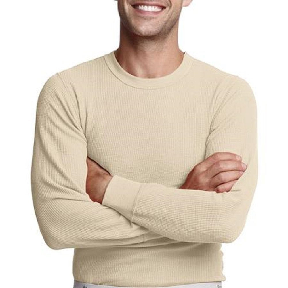 Hanes Men's Thermal Crew Tops 4X-Large Natural