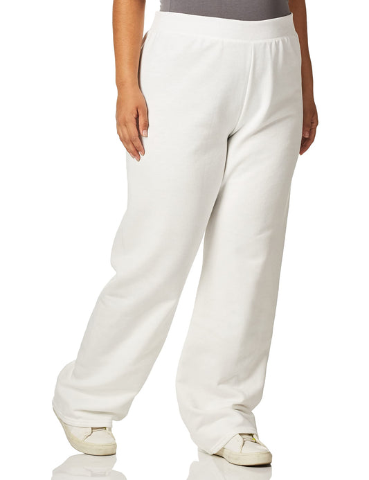 Hanes Women's EcoSmart Open Bottom Leg Sweatpants,White,XX-Large