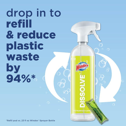 Windex Dissolve Concentrated Pods, Multisurface Cleaner, 9 Concentrated Dissolvable Refill Pods