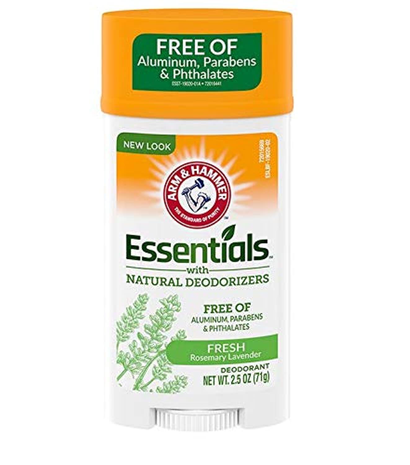 ARM & HAMMER Essentials Deodorant- Fresh Rosemary Lavender- Wide Stick- 2.5oz(Pack of 6)- Made with Natural Deodorizers- Free From Aluminum, Parabens & Phthalates