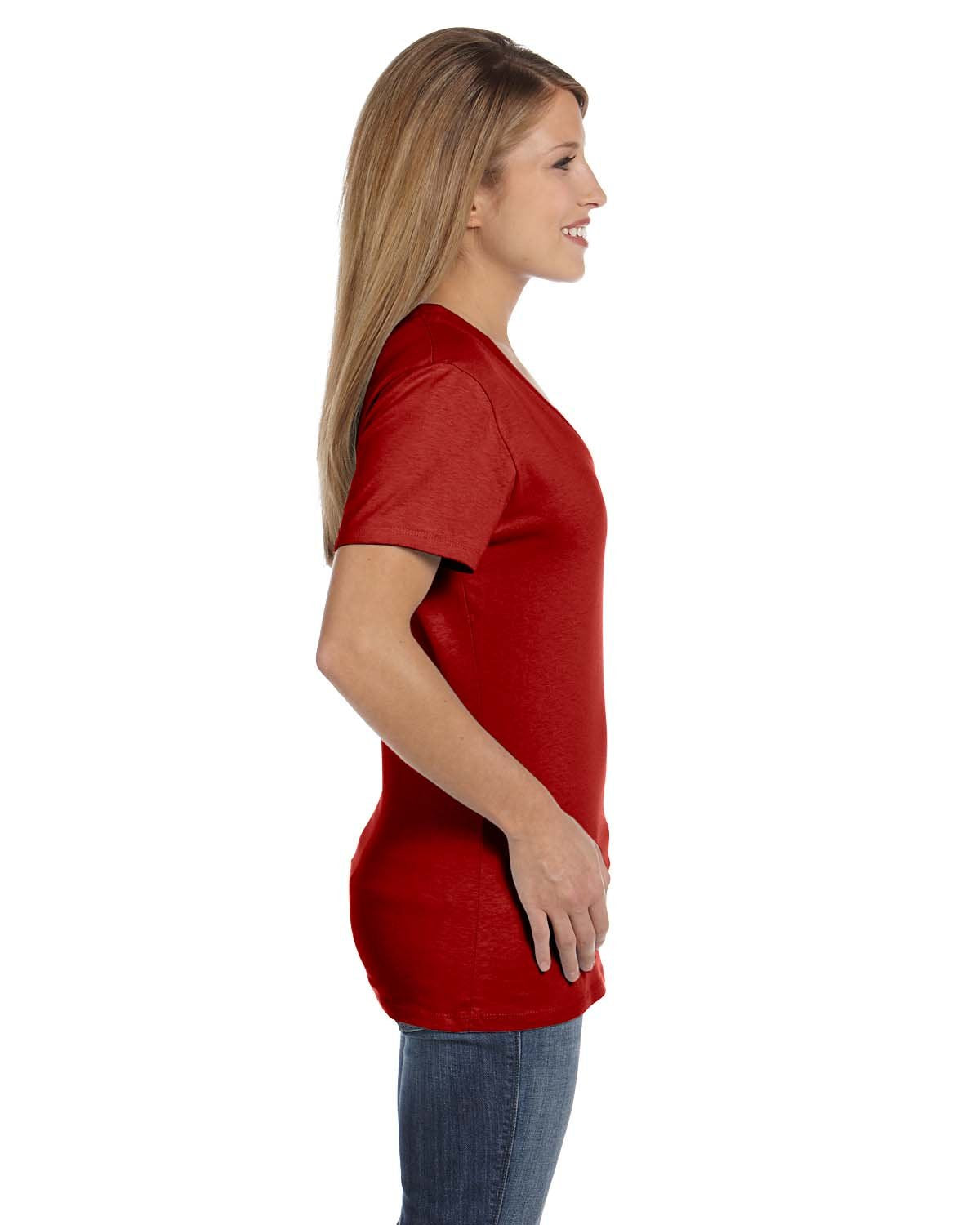 Hanes Women's Nano-T V-Neck T-Shirt_Deep Red_XS