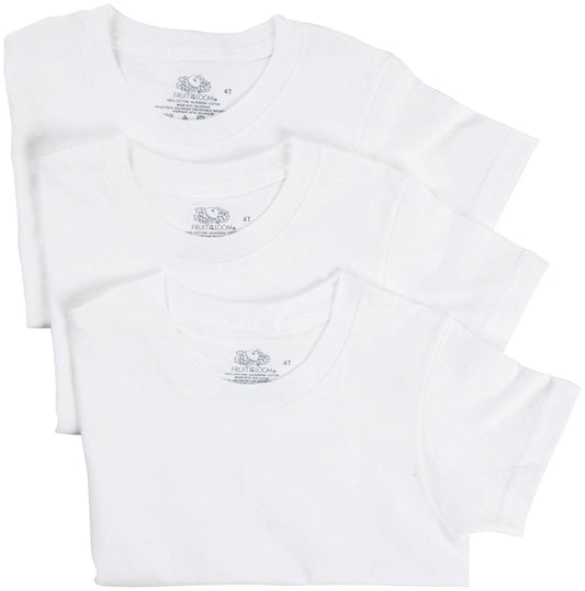 Fruit of the Loom Boys' Crew Tee, 3 pk-White - White - 2T/3T