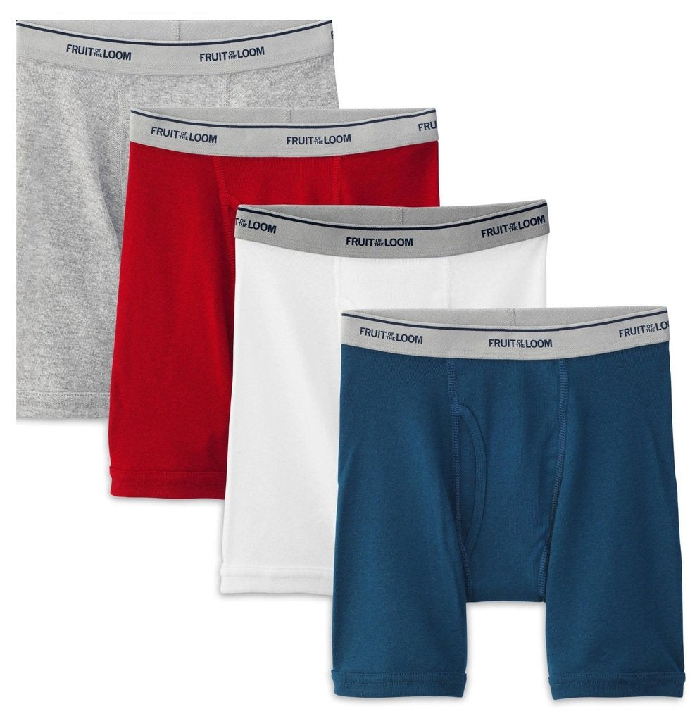 Fruit of the Loom 8Pack Boys Covered Waistband Boxer Briefs Underwear L