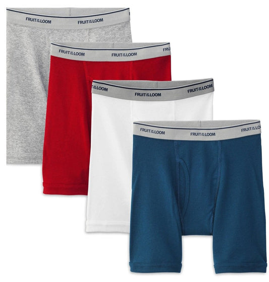 Fruit of the Loom 8Pack Boys Covered Waistband Boxer Briefs Underwear L