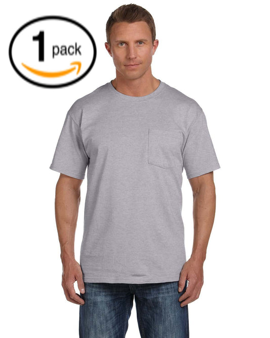 Fruit of the Loom Mens 1Pack Grey Pocket Crewneck T-Shirts Undershirts 2XL