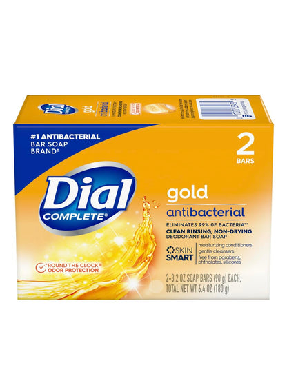 Gold Antibacterial Deodorant Soap - Round The Clock Ordor Protection, 2 Bars