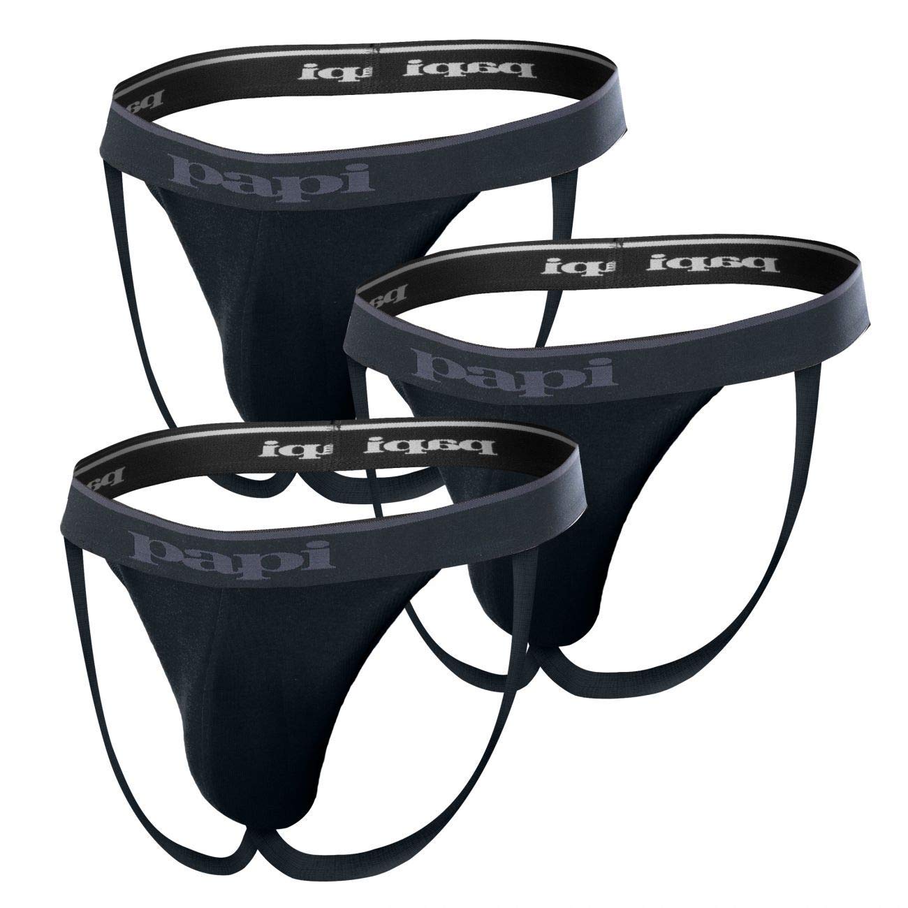papi Men's 3-Pack Jockstrap, Athletic Supporter, Breathable Male Workout Underwear, Lychee/Prince Blue/Black, X-Large