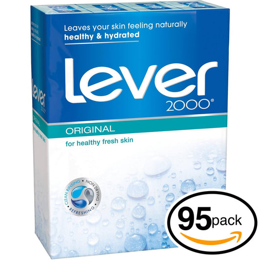 (PACK OF 95 BARS) Lever 2000 ORIGINAL SCENT Bar Soap for Men & Women. NON-DRYING! Great for Healthy Feeling Hands, Face & Body! (95 Bars, 4.0oz Each Bar)