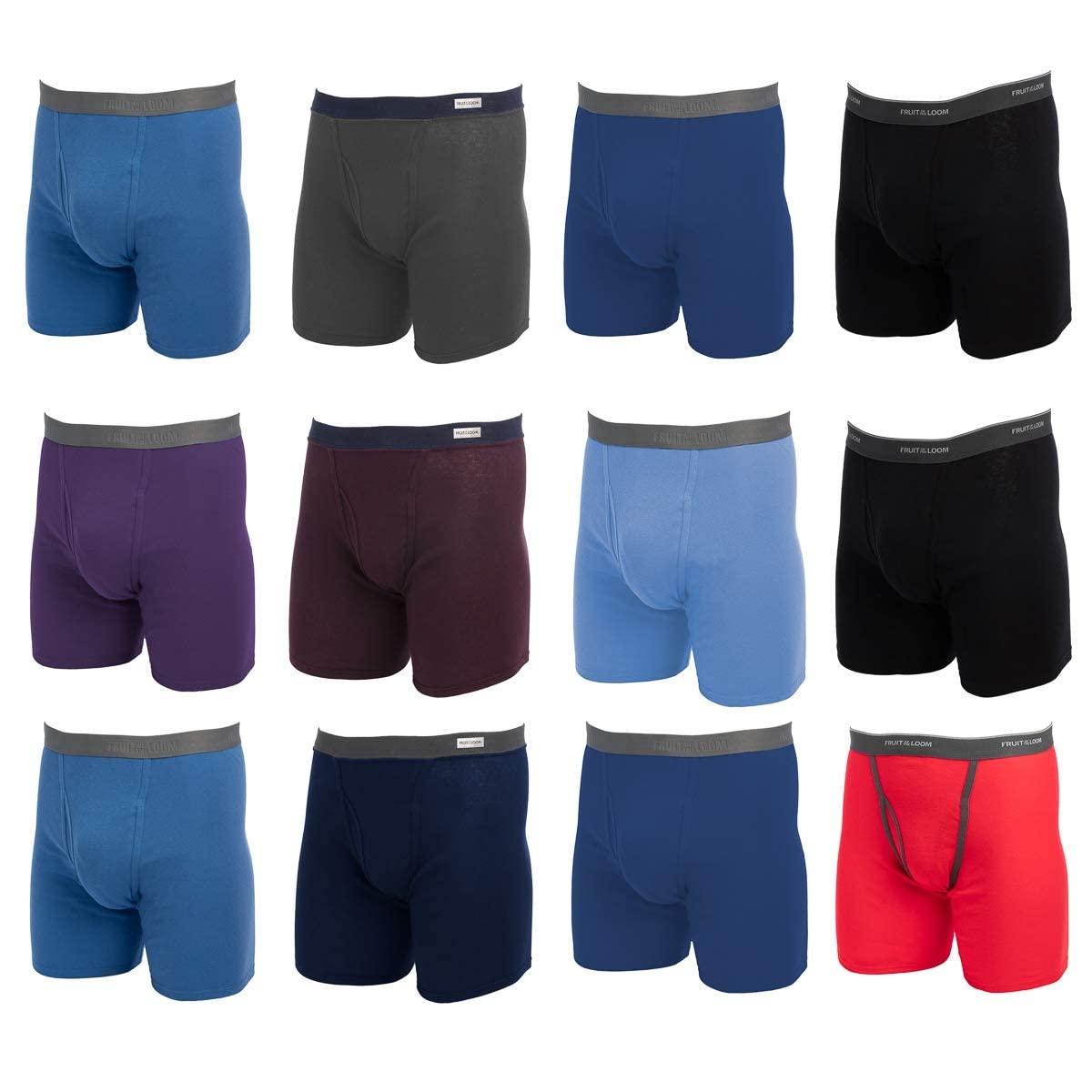 Fruit of the Loom Men's Breathable Boxer Briefs 12-Pack Performance Stretch Micro-Mesh Tri-Cool Support Pouch