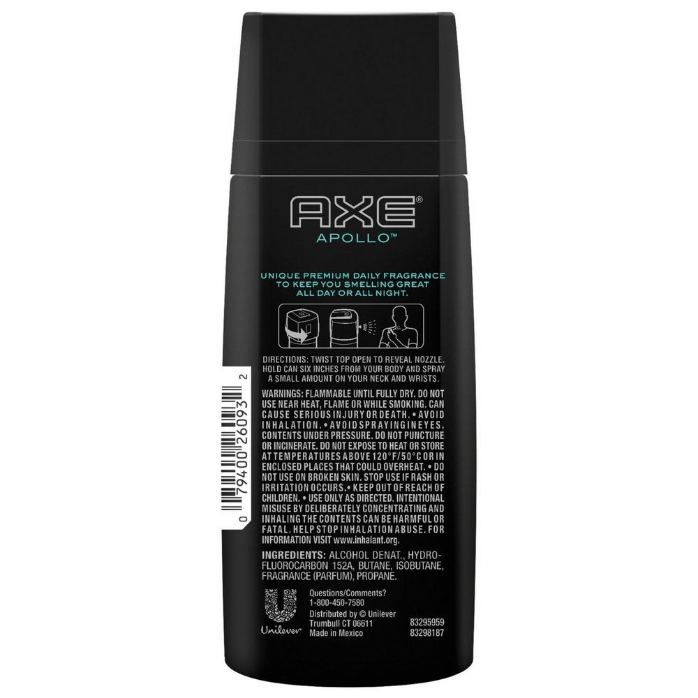 Axe Daily Fragrance Spray, Apollo 4 oz (Pack of 3)