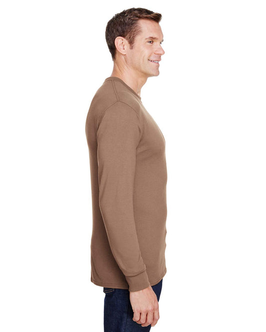 Hanes Adult Workwear Long-Sleeve Pocket T-Shirt 4XL ARMY BROWN