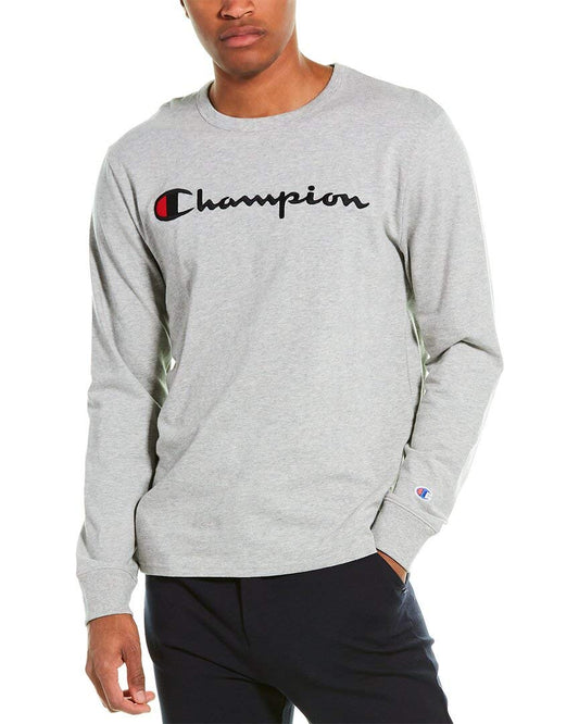 Champion Long Sleeve Tee, Heritage T-Shirt for Men, Multiple Graphics, Team Red Scarlet, X-Large