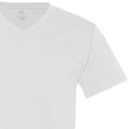 Fruit of the Loom Men's 7-Pack Stay Tucked V-Neck T-Shirt,White, Large