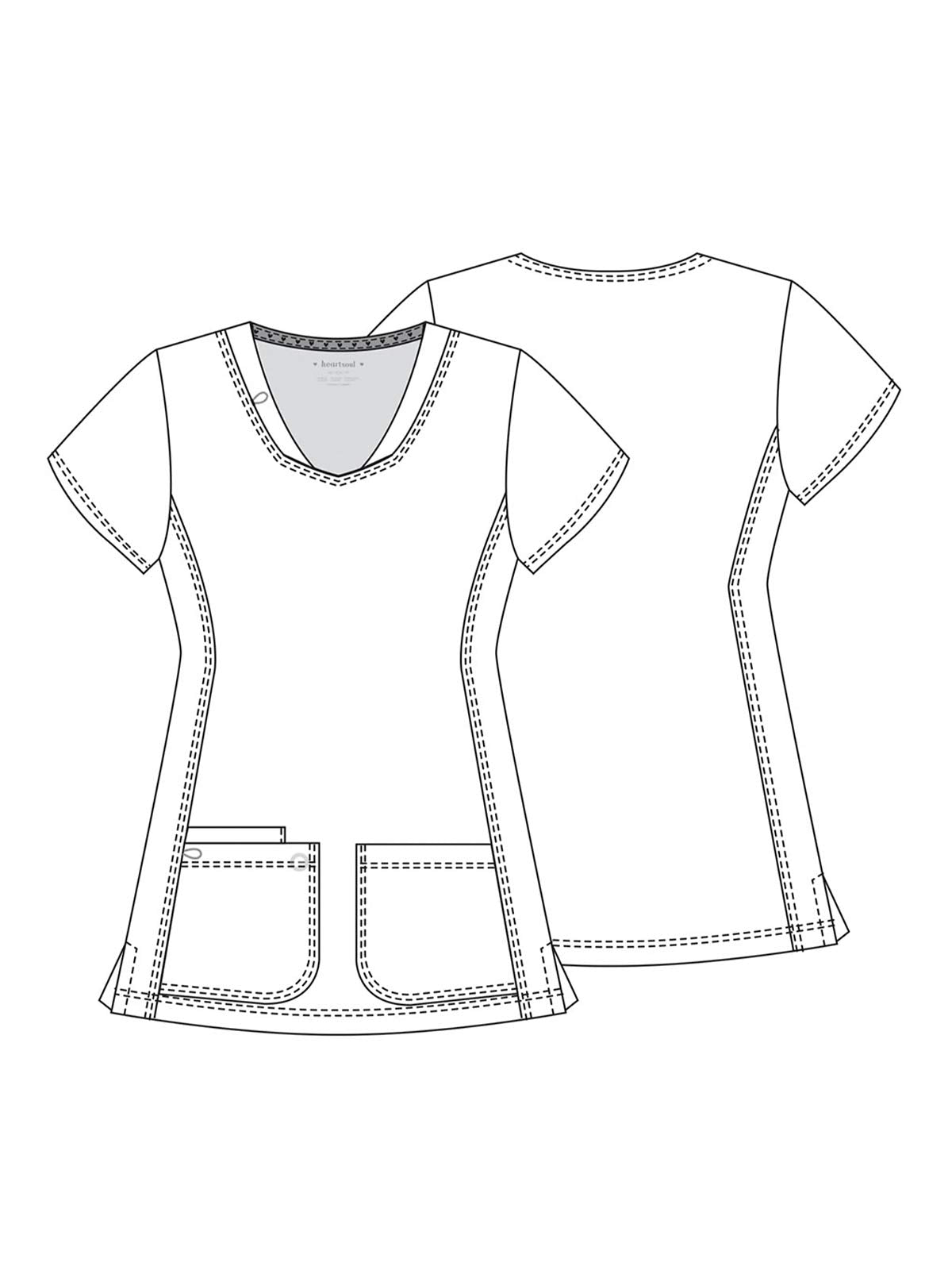 Heartsoul Break On Through Women Scrubs Top Shaped V-Neck 20710, L, Kiss Me Pink - Large,Kiss Me Pink