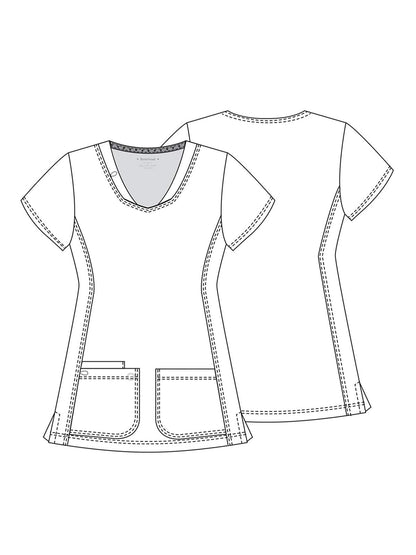 Heartsoul Break On Through Women Scrubs Top Shaped V-Neck 20710, L, Kiss Me Pink - Large,Kiss Me Pink