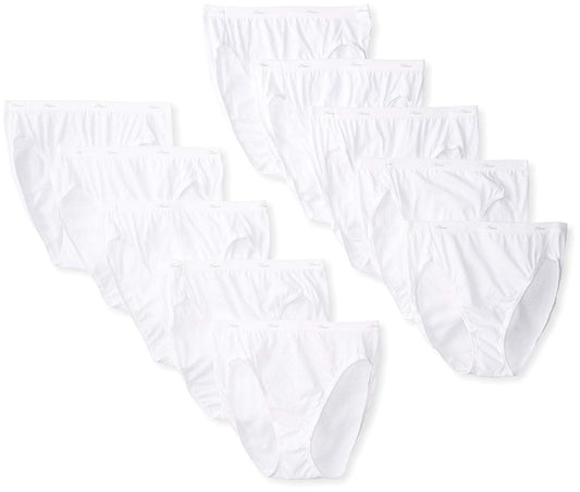 Hanes Women's Cotton Hi Cut Panty Multipack (6, Cotton High-Cut Panty (Pack of 10))