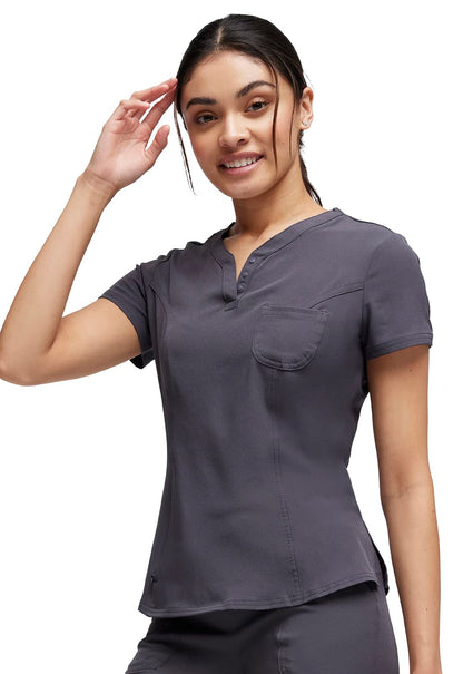 HeartSoul Tuckable V-Neck Medical Scrubs for Women, Performance Fabric Plus Size HS710, 2XL, Pewter