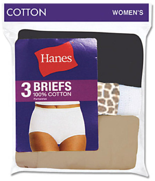 3-Pack Hanes Women's Cotton Briefs D40L 9 Body Tones Assortment