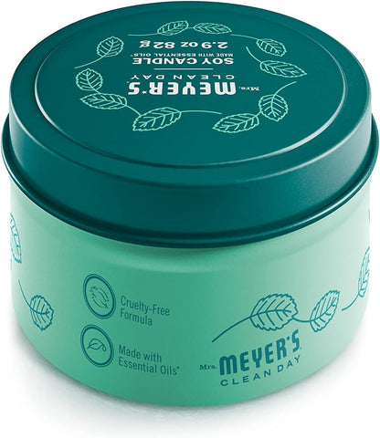 MRS. MEYER'S CLEAN DAY Soy Tin Candle, 3 Pack, 12 Hour Burn Time, Made with Soy Wax and Essential Oils, 2.9 oz, Mint
