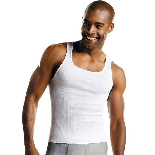 Hanes Men's TAGLESS ComfortSoft White A-Shirt 6-Pack_White_Large