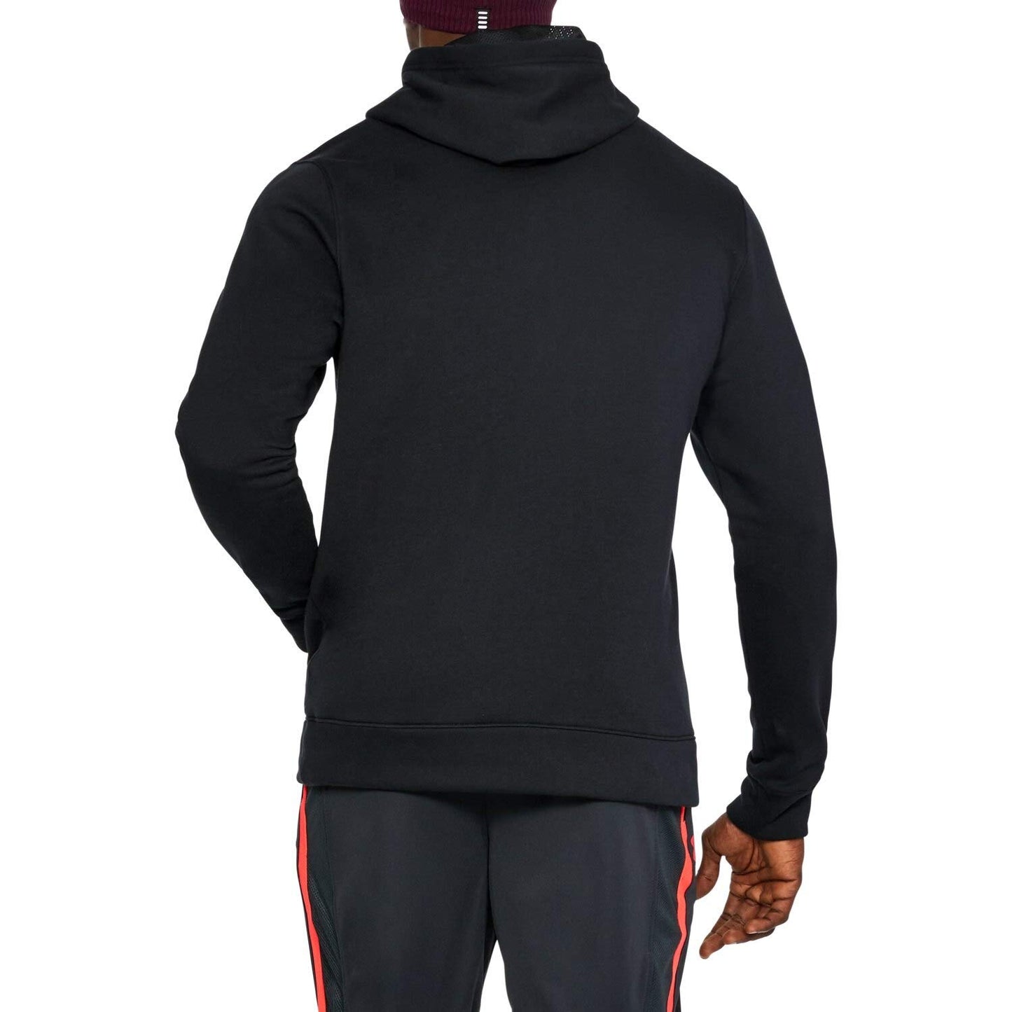 Under Armour Mens Hustle Fleece Hoodie , Black (001)/White , Medium